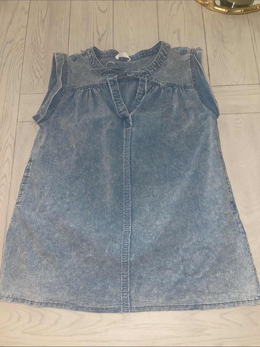 Mustard Seed Washed Denim Tank Top - Blue